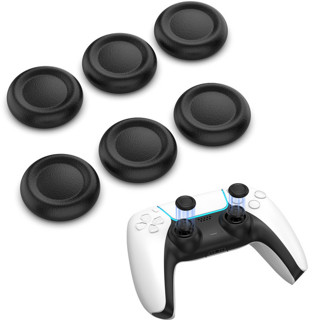 이이네 PS5 듀얼센스 컨트롤러용 조이스틱 교체 캡 쉽게 설치 6pcs 조이스틱 커버 세트, 1세트, 블랙, L1053