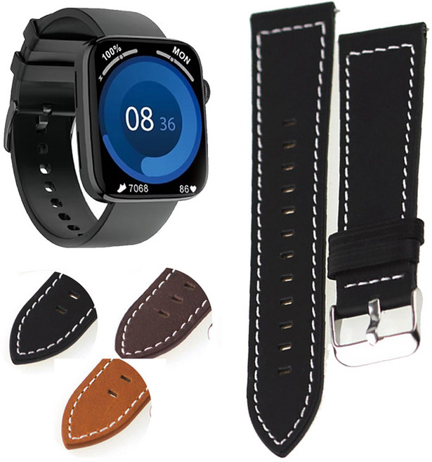 스마트워치 에코너 SW200 가죽호환줄 스티치 미싱밴드, 03  AU04LBR20 라이트브라운