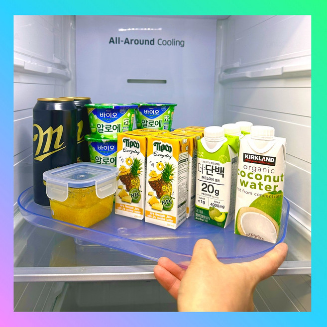 주누픽 360도 냉장고 회전 선반 트레이 정리함 사각 턴테이블 다용도 강력, 투명 회전트레이 1개