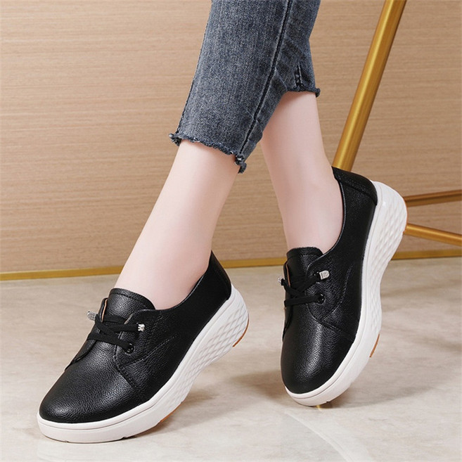 POMTOR 여성 운동화 스니커즈 소가죽 초경량 단화 슬립온