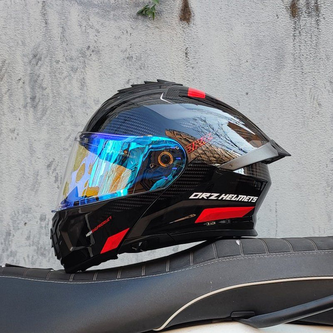 빅사이즈 오토바이 헬멧 리프팅 여름 더블 거울 꼬리 날개 반미, 2XL, 31.레드블루