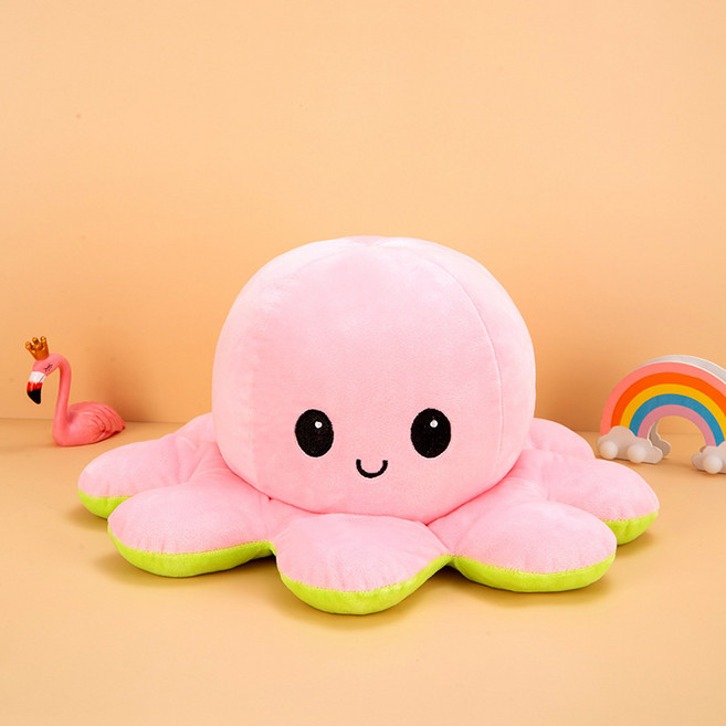 플립 낙지 피규어 양면 플립 인형 뽀글이 장난감 주꾸미 틱톡, 핑크, 20Cm/0.06Kg