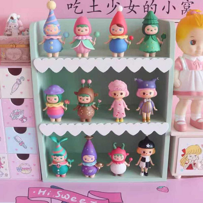 책상 꾸미기 원목 3단 선반 다꾸 데스크 선반 피규어 화장대 정리 식탁, 05.블루 3단 선반(하트)