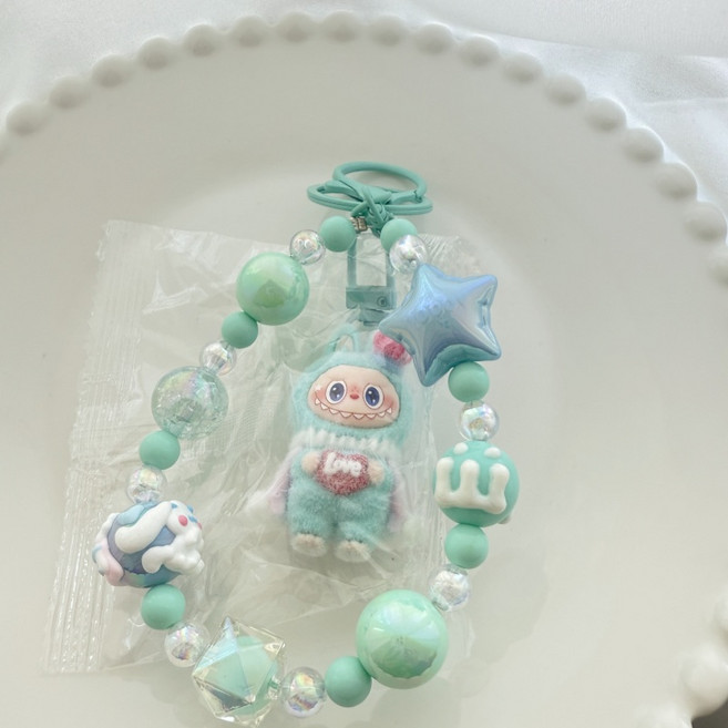 온더테이블 라부부 핸드폰 스트랩 키링 열쇠고리 악세사리, 민트, 1개