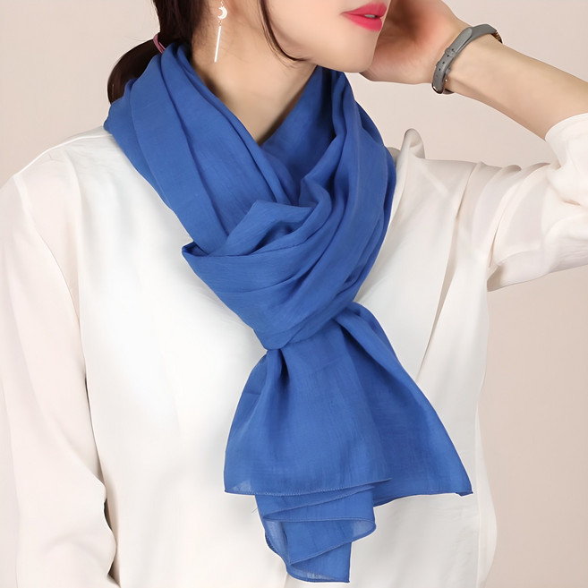 미디엄템포 부드럽고 네추럴한 사계절 무지 롱 스카프 피그먼트 브리즈 / 국내제작 면 레이온 소재로 부드럽고 피부에 편안 봄 가을 검정 블랙 스카프