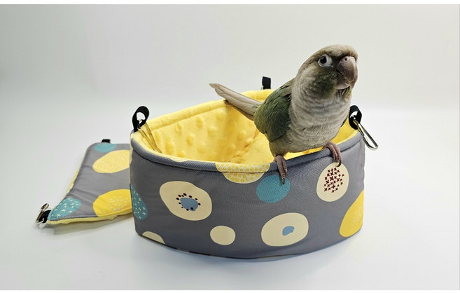 헬로앵무 앵무새침대 포치 극세사 새둥지 부채꼴모양, 1개, 그레이