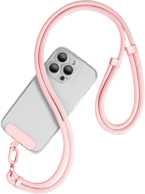 Miri&Ju 튼튼한 강화루프 휴대폰 도난방지 스트랩 목걸이 조절가능 핸드폰줄, 1개, 핑크