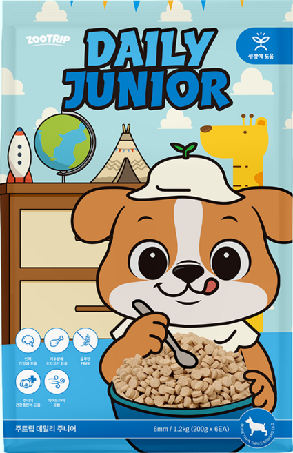 주트립 데일리 주니어 (1년 이하) (건강한 성장 증진에 좋은 강아지 기능성 사료), 1개, 1.2kg, 뼈/관절강화