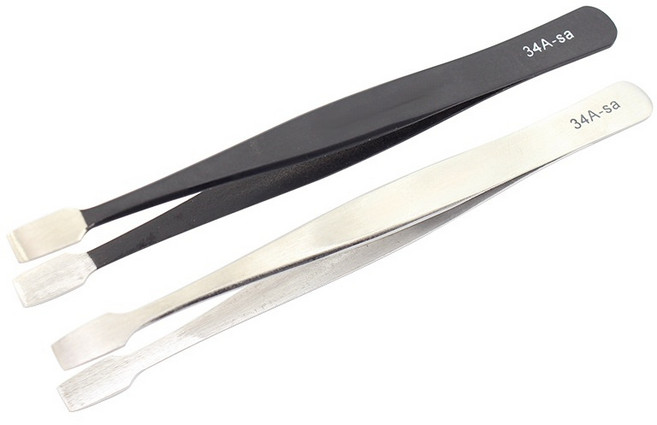 JINGHENG 빅 납작한 입 정전기방지 스테인리스 스틸 고정밀 우표수집 핸드폰 수리 사용, SA 빅 납작한 입 스텐핀셋 2개 포