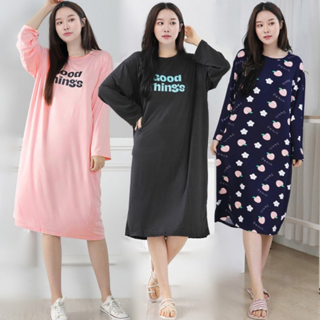 [오지다] 여성용 99빅사이즈 긴팔원피스 잠옷 26종