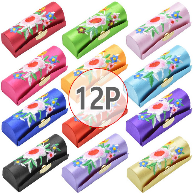 [12개 묶음](실크 립스틱케이스 B타입-12P) 도장케이스 도장집 거울 소품 악세사리 도장지갑, 12개, 색상혼합