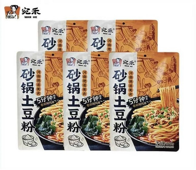 [고품질 중국식품 직배송] 완허 즉석 투도우펀 중국감자면 마라탕 마라샹궈 간편식 감자면 원산지 중국, 5개, 320g