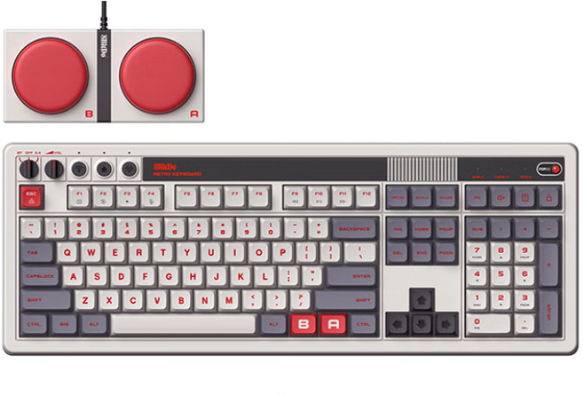 8BitDo 레트로 108 3모드 유무선 기계식 키보드, 백축, 그레이 (N 버전)