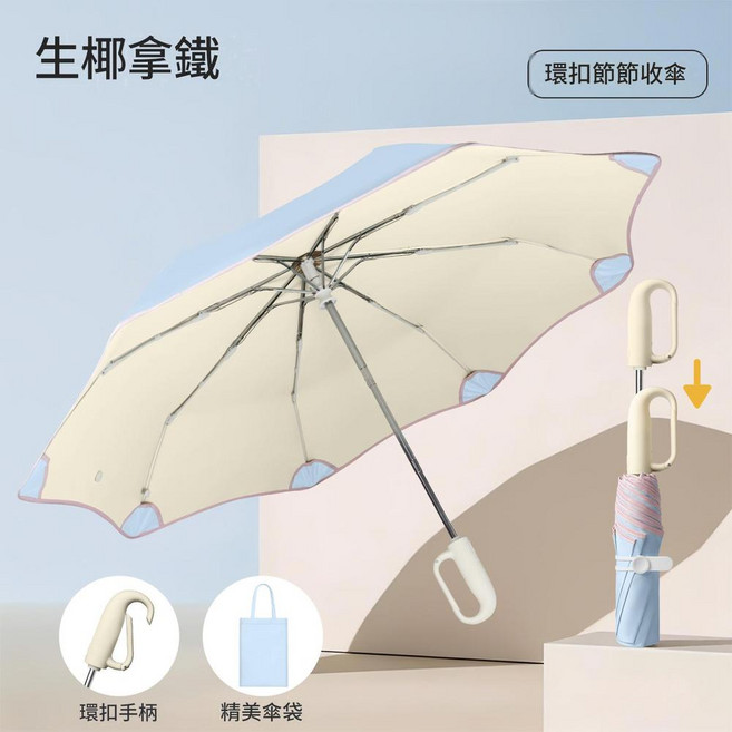 手動晴雨傘環扣折疊傘 薄荷奶綠
