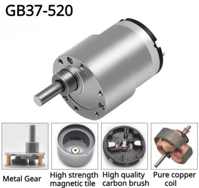 토크 기어 박스 JGB37-520 가역 전기 감속 모터 12V 24V DC 7RPM ~ 600RPM, 07 66rpm, 01 12V