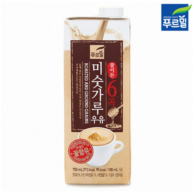 푸르밀 미숫가루우유 750ml 꿀이든 6곡우유, 15개