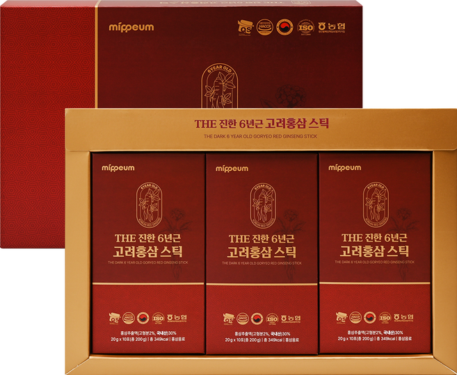 더 진한 6년근 고려홍삼스틱, 1박스, 600g