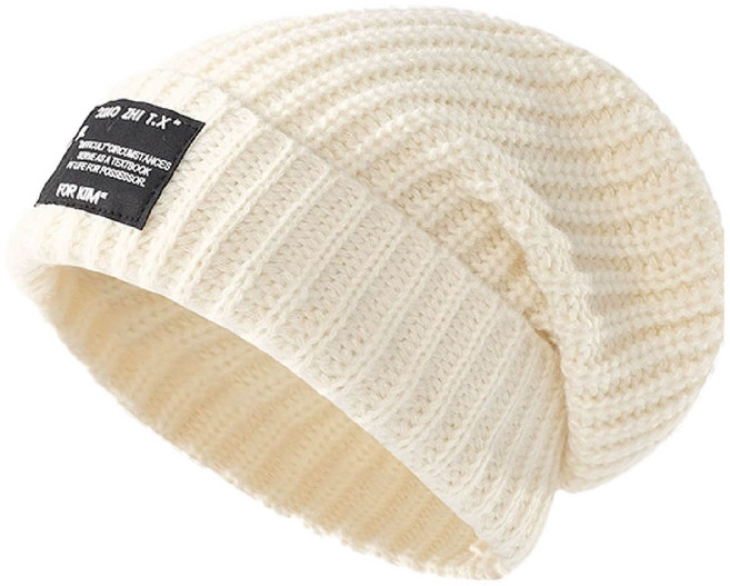 柔軟舒適羅紋針織帽 透氣保暖登山帽 時尚百搭, 米色