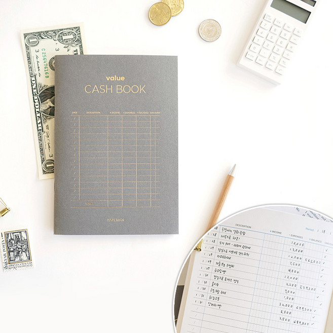컴팩트 캐쉬북 / 2022가계부 가계부쓰는법 가계부양식 차계부 사계부 2022년가계부 신혼부부 가계부 가계부추천 내집마련가계부 수기가계부 예쁜가계부 가계부노트, 그레이