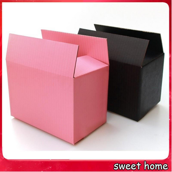 黑色粉色瓦楞紙包裝儲物運輸紙盒, 黑色,19.5x10.5x13.5cm, 1個