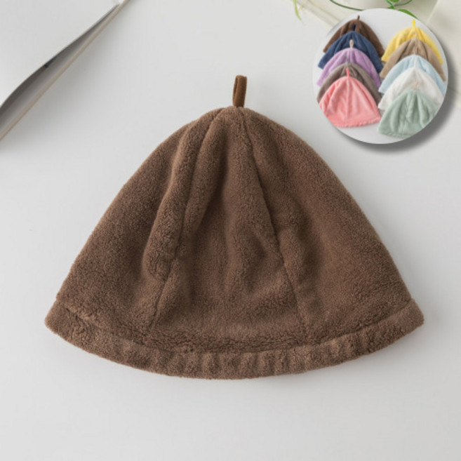 보스케 사우나 모자 스파햇 일본 료칸 헤어캡, 브라운, 1개