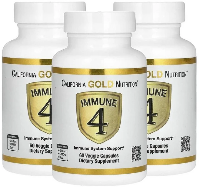 캘리포니아골드뉴트리션 CGN Immune 4 이뮨 시스템 지원 60 베지캡슐 3개, 60정 - 쿠팡