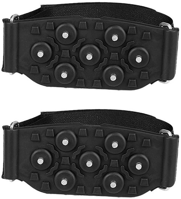 4D 1 雙冰夾 7 釘可調節緊固件膠帶便攜式防滑冬季戶外登山鞋靴子冰雪夾冰爪抓手, 黑色