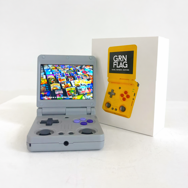 그린플래그 RG34XX SP 한방팩 내장 폴더 휴대용 미니 게임기, 128G (한글 게임팩 내장), 그레이