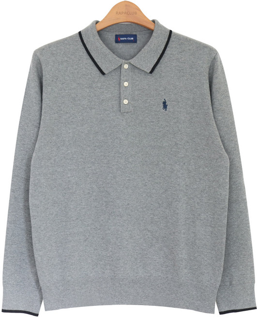 라파클럽 남성 모던 카라 라인 긴팔 니트 티셔츠 스웨터