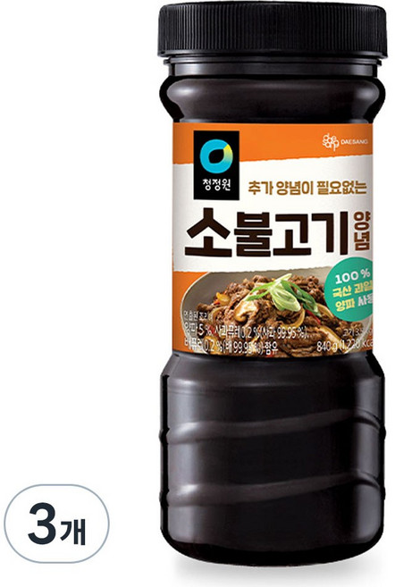 청정원 소불고기양념, 840g, 3개