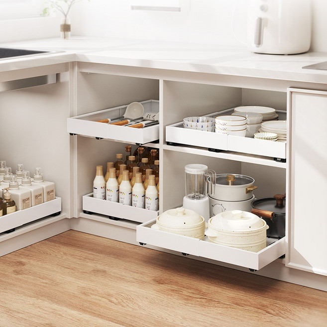 가제트 확장형 슬라이딩 주방 선반 정리대 냄비 트레이 길이 조절 레일 후라이펜 그릇 접시, 단품, 1개