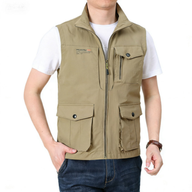 차쿠 남성 멀티 포켓 조끼 캐주얼 집업 조끼 빅사이즈 베스트 낚시 캠핑 조끼 작업복 조끼 중년 아빠 기모 4계절
