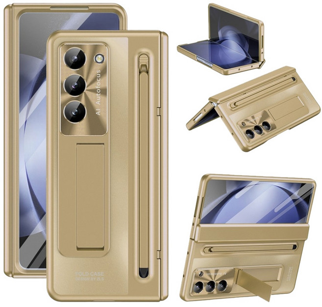 Elvo 갤럭시 Z폴드 7 6 5 4 케이스 휴대폰 힌지보호 하드 풀커버 거치대 일체형 액정보호 필름 S펜 케이스