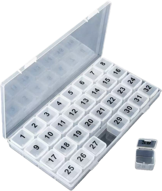 한달약통 휴대용 알약케이스 반투명, 1세트, 투명