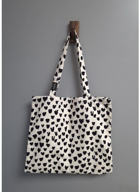(자체제작) 하트 골지 에코백 블랙/화이트 2color