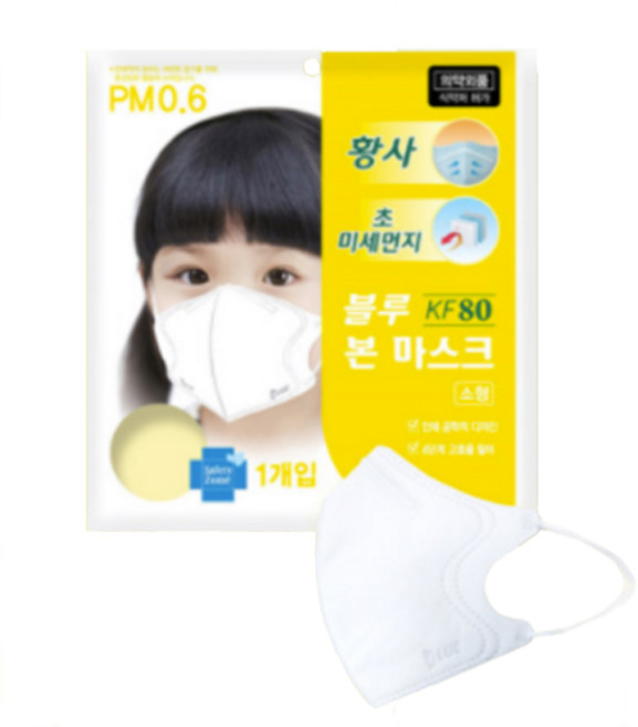 블루본 KF94 KF80 마스크 2D 대형 소형 1매입, 1개, 1개, 화이트 - KF80 소형