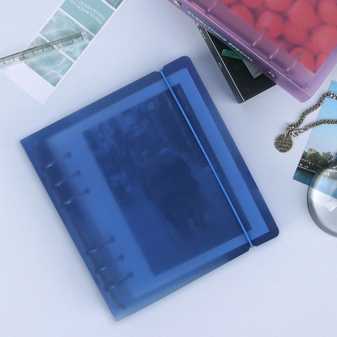 워너디스 A6 정사각 6공 PP 컬러 바인더 커버, 블랙, 블랙