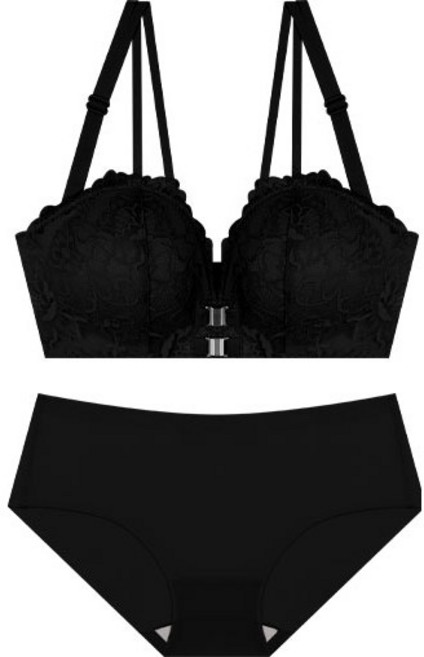 뽕브라마켓 3cm 스트랩리스 1초볼륨 앞후크브라set 레이스 오프숄더 브라팬티세트