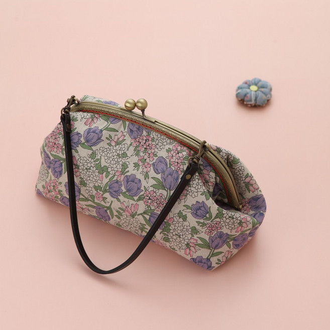 [DIY키트패키지] 24cm 라운드프레임퀼트가방만들기 내품에여행3 가방끈별도구매 겹벚꽃 비토퍼플, 레드벨벳