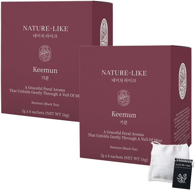 네이처라이크 기문 홍차_ 세계3대홍차 순면 티백 잎차 미세플라스틱NO 항산화 우아한 꽃향과 은은한 과일향의 조화 프리미엄 유기농 허브티, 2개, 8개입, 2g