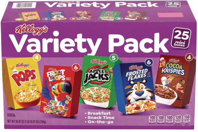 켈로그 Variety Pack Cereal 25개입, 1개, 764g