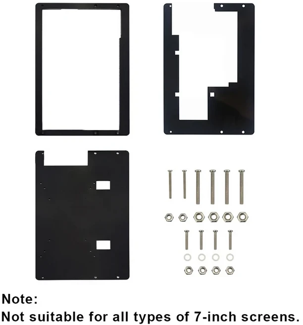 라즈베리 파이 4 터치 스크린 아크릴 케이스 7 인치 디스플레이 홀더 4B/3B LCD 용 블랙 모니터 브래킷
