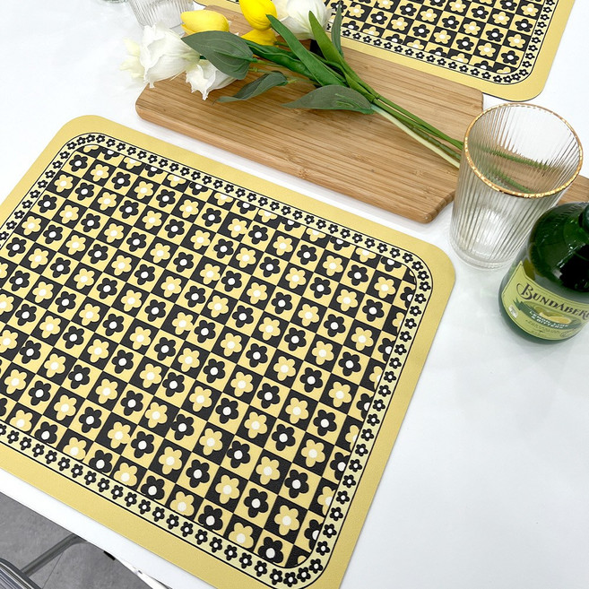 소비르 레트로 테이블 플레이트 매트, 옐로우 패턴