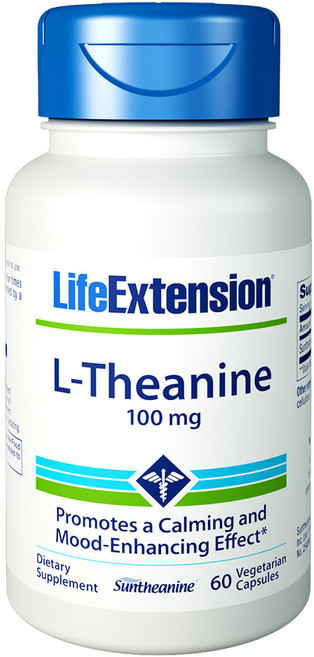 LIFE EXTENSION L-茶氨酸素食膠囊 100mg, 60顆, 1罐