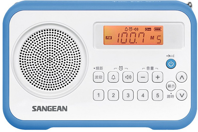 SANGEAN AM/FM鬧鐘收音機 LCD顯示 貪睡功能 雙頻接收 輕巧便攜, 白色, PR-D30