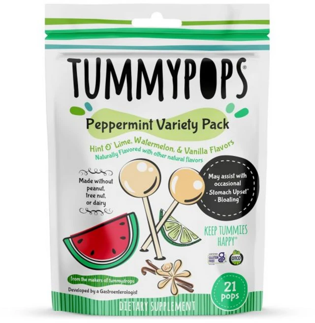 tummy drops 낱개 개별 포장 텀피팝스 페퍼민트 다양팩 힌트 '오' 라임 수박 바닐라 맛 21개, 사이즈 - 쿠팡