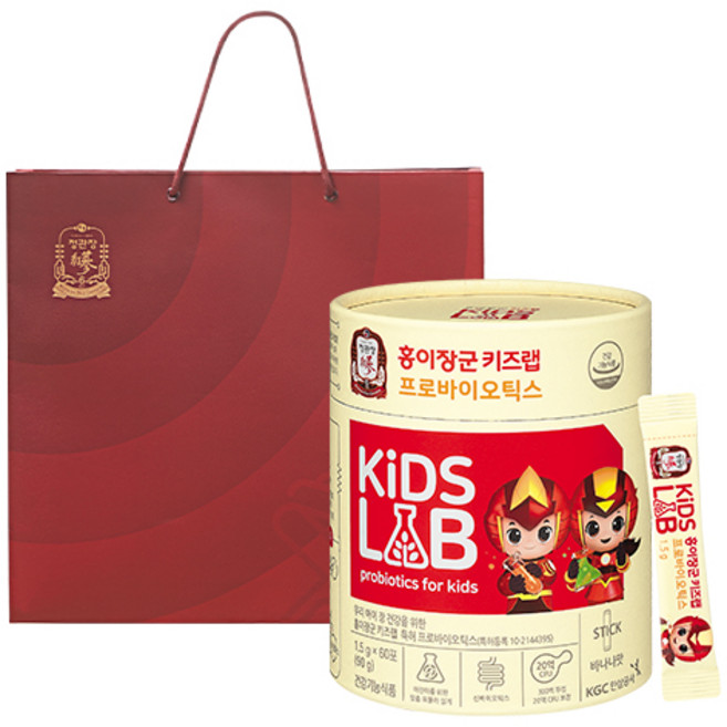 정관장 홍이장군 키즈랩 프로바이오틱스 + 쇼핑백, 60개, 1.5g, 150g