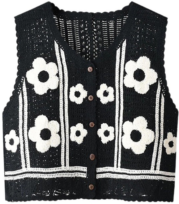 Boho 여성 크로 셰 뜨개질 조끼 양복 조끼 꽃 무늬 소매 소매 V- 넥 가디건