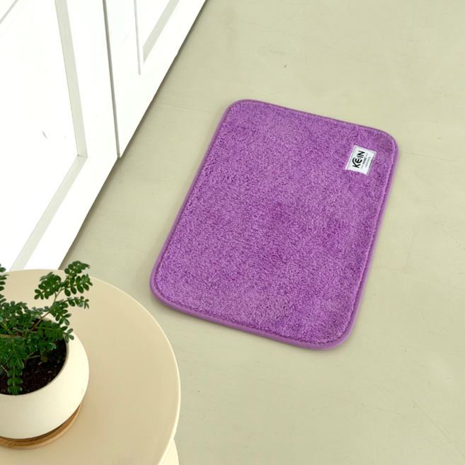 [케인홈] 극세사 미끄럼방지 욕실 주방 현관 빨아쓰는 발매트40x60cm, 비비드퍼플