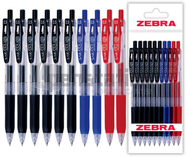 제브라 사라사 클립 중성펜 흑색/청색/적색 세트, 1개, 사라사클립 0.5mm 흑색6개+청색2개+적색2개 세트
